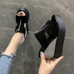 Slippers Wedge Sandals Women Summer Elegant High Platform Sandalias jer Solid Heels 2022 H2403283B1U