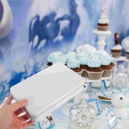 Storage Bottles Gift Boxes Tinplate Cookie Tins Flat Cover Candy Empty With Lids White Cake