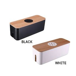 1PC Cable Storage Box Desktop Charging Cable Data Cable Storage Device Plug Socket Cable Management Device Black White 240322