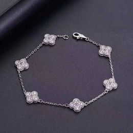 Designer versão alta van Four Grass Six Flower Bracelet Mini Small Light Luxury Jewelry With Logo
