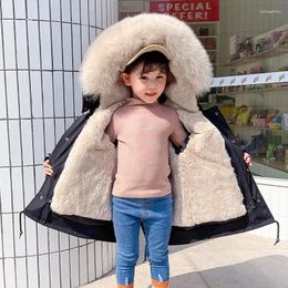 Jackets Winter Thick Warm Baby Girl Long Real Fur Boy Coat Windproof Children Windbreaker Padded Teenage Kids Snow Clothes