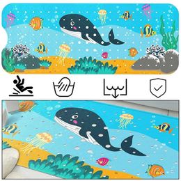Bath Mats Non Slip Kids Bathtub Mat Baby With Drain Holes 40x16 In Childrens Extra Large