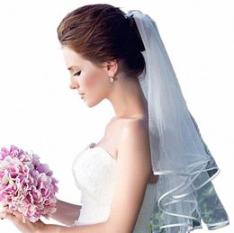 simple Short Tulle Wedding Veils Two Layer With Comb Cheap White Ivory Bridal Veil for Bride Marriage Accories m0mw#
