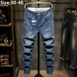 Men's Jeans High Stretched Men Denim Trousers Plus Size 42 44 46 Pencil Pants Black Blue Slim Fit Male Casual Elastic Classic Harem