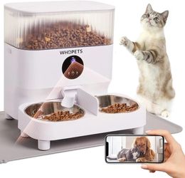 Automatic Cat Feeders WHDPETS WiFi Cat Food Dispenser with 1080P Camera for 2 Cats Dogs 240328