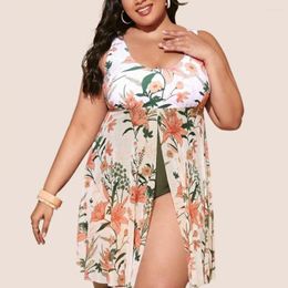 Women's Swimwear Lightweight One-piece Swimsuit Flattering Plus Size Plant Print Swimsuits For Women U-neck Monokini Ruffle Summer