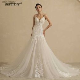 Urban Sexy Dresses BEPEITHY Backless Trumpet Lace Wedding For Women 2022 Bride V Neck Sleeveless Ivory Summer Mermaid Bridal Gown yq240329