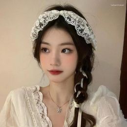 Hair Clips 2024 Fashion Hollow Out Flower Lace Hoop Bands For Women Girls Milky White Colour Headbands Accessories Headwear