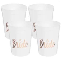 Disposable Cups Straws 4pcs Plastic Cup Juice Party Glasses Unbreakable Supplies