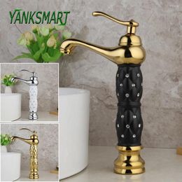Bathroom Sink Faucets YANKSMART Luxury Style Gold Polished Basin Faucet Deck Mounted Single Handle Cold And Mixer Water Tap