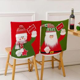 Chair Covers Santa Claus Cover Festive Christmas Snowman Design For Dining Room Seat Protection Home