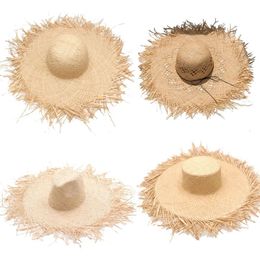5 Styles Straw Summer Hat for Women Sun Hats Beach Caps Sombreros Wide Brim Side Cap Floppy Female Raffia Girl 240320