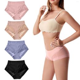 Women's Panties Sexy Solid Colour Transparent Mid Waist Seamless Underwear Highly Elastic Woman Briefs Lady Underpants Large Size