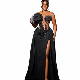 sexy Backl New Evening Dres For Women Gorgeous Satin Fi Off Shoulder Sleevel High Split Mop Party Prom Gowns u9s5#