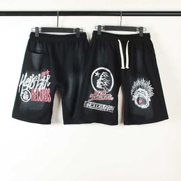 Hellside Goddess High Street distressed mud dyed printed trendy mens and womens five point shorts and sports pants