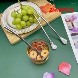 Spoons 2/4/6PCS Creativity Simple Straw Practical Universal Household Stainless Steel Fashion Spoon Wear-resistant Small Kitchen Philtre