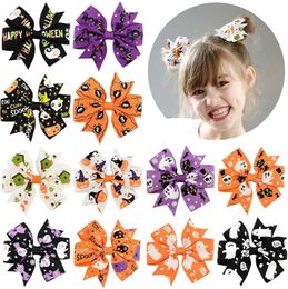 Baby Halloween Grosgrain Ribbon Bows with Clip Girls chind Ghost Party Pumpkin kids Girl Pinwheel Hair Clips HairPin Accessories 12963131