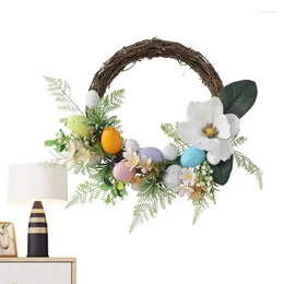 Decorative Flowers Easter Door Wreath Garland With Colorful Eggs Home Decor For Doorway Wall Yard Backyard Fireplaces Farm