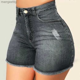 Women's Shorts New In Summer Womens Jeans Short Length High Waisted Broken Denim Ripped Hotpant 240329