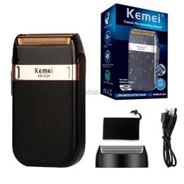 Electric Shavers Kemei Electric Shaver For Men Fashionable Mens Leather Shell Waterproof Rechargeable Electric Professional Beard Trimmer Razor 240329