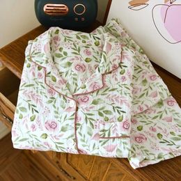 Women's Sleepwear Spring Cotton Pyjamas Thin Plus Size Home Clothes Long Sleeve Trousers Suit Loose Casual Loungewear Women 2pcs