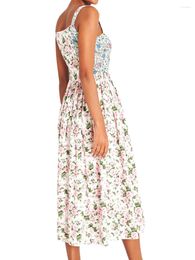 Casual Dresses Yoawdats Women Floral Print Off Shoulder Midi Dress Sleeveless Bodycon A-line Pleated Y2K Beach Party Long