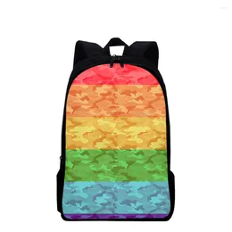 Backpack Cartoon Novelty Cool Colourful LGBT Notebook Backpacks Pupil School Bags 3D Print Oxford Waterproof Boys/Girls Laptop