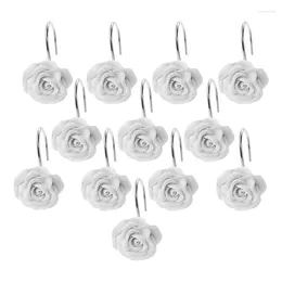 Shower Curtains 12 PCS Curtain Hooks Resin Rose Flower Rings For Bathroom Rods