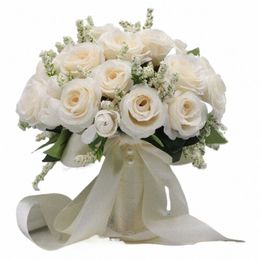 bridal Bridesmaid Wedding Bouquet White Silk Frs Roses Artificial Bride Boutniere Mariage Bouquet Wedding Accories B4qR#
