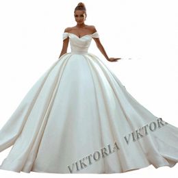 viktoria Princ Satin Wedding Dres For Woman 2024 Bride Ball Gowns Off Shoulder Lace Up Vestidos De Novia Custom Made O2P8#