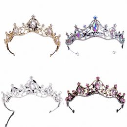 baroque Crystal Crown Rhineste Headdr Queen Tiara Prom Party Diadem Wave Tiara Headpiece Women Wedding Hair Accorie x9FP#