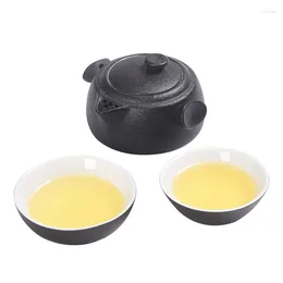 Teaware Sets Retro Ceramic Cup One Pot Two Cups Travel Tea Set Black Pottery Portable Brewing