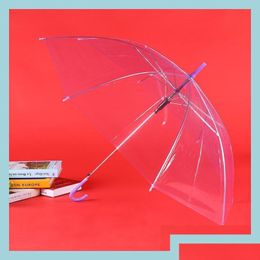 Umbrellas Transparent Longhandle Umbrella Matic Black Rainbow Custom Logo Waterproof 8 Bone Drop Delivery Home Garden Household Sundr Dhnax