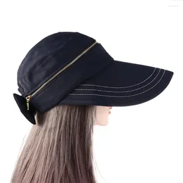 Wide Brim Hats Foldable Visor Hat Travel Solid Colour Cycilng Big Bowknot Fisherman Removable Sun Women Cap Bucket