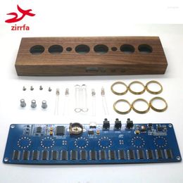 Table Clocks Zirrfa 5V Electronic DIY Kit In14 Nixie Tube Digital LED Clock Circuit Board PCBA With Walnut Box No Tubes