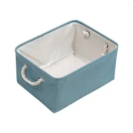 Laundry Bags Foldable Storage Baskets Flax Dirty Clothes Desktop Cosmetic Organise Box Rope Handle