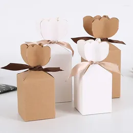 Gift Wrap 10Pcs Vase Kraft Paper Box With Ribbon Candy Chocolate Packaging Boxes Birthday Christmas Party Wedding For Guest
