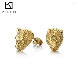 Stud Earrings High Quality Domineering Leopard Earring For Men Hip Hop Stainless Steel Animal Charm Gold Colour Trendy Jewellery