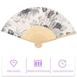 Decorative Figurines Folding Hand Fan Silk Chinese Wooden Handheld Vintage Dancing Traditional Japanese Wedding Home Wall Decor