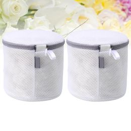 Laundry Bags 2 Pcs Fine Mesh Double Layers Zipped Washing Barrels Anti-defamation Protection Pouches For Clothing