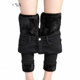 zoenova Women Thick Veet Jeans Fleece Warm Korean Fi High Waist Skinny Elastic Pants Jean Casual Legging Winter 2023 B0Nu#