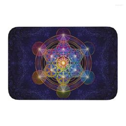 Carpets Welcome Metatron's Cube Merkabah Floor Door Kitchen Bathroom Mats Anti-Slip Outdoor Flower Of Life Doormat Rug Carpet Footpad