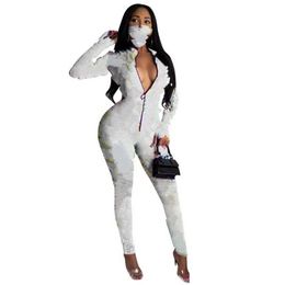Basic Casual Dresses Plus Size 2X Fall Winter Clothing Women Jumpsuitsaddmask Skinny Bodysuits Y Letter Rompers Brown Overalls Slim Le Dhivr