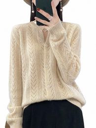 wool Cardigan Womens Clothing O-neck Sweater Mujer Lg Sleeve Tops Knitwears Korean Fi Style New In Outerwears Crochet U4TS#