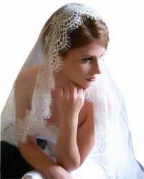 2019 New Eyel Lace 1.5M/3M Lg High-end Bridal Veil White/Ivory Wedding Veil Mantilla Wedding Accories Veu De Noiva EE006 j0VP#