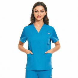 clinic Medical Work Clothes Nurse Uniform Women Scrub Tops Lab Beauty Sal Short Sleeve Blouse Clinical Nursing Clothes Shirts E9ex#