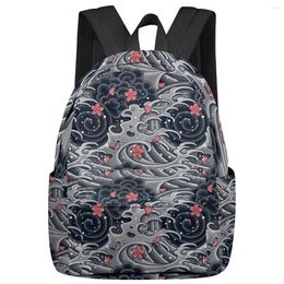 Backpack Sea Wave Cherry Blossom Student School Bags Laptop Custom For Men Women Female Travel Mochila