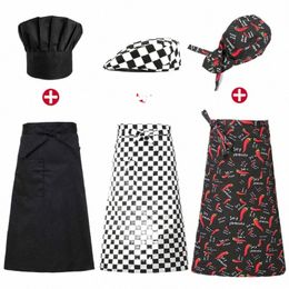 uniform Set Cooking Apr Catering Cap Hotel Chef Pinafore Man Restaurant Kitchen Cook Work Apr Bakery Cafe Woman Waiter Hat 72tN#