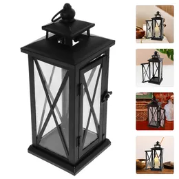 Candle Holders Wrought Iron Windproof Holder Metal Outdoor Decor Home Glass Storm Lantern Candlestick