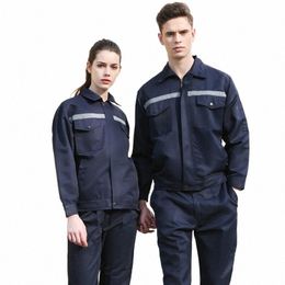 lg Sleeve Work Uniform For Men Factory Warehouse Workshop Mechanist Security Guard Coveralls Welding Clothes Reflective Strip T76V#